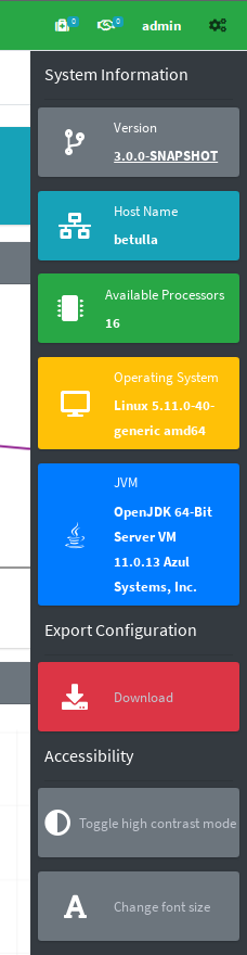 Admin Console accessibility buttons